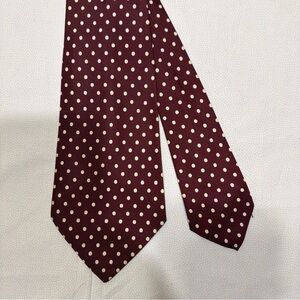 HABANDS VINTAGE MENS TIE -  MAROON & CREAM POLKA DOT 53”x4” TIE